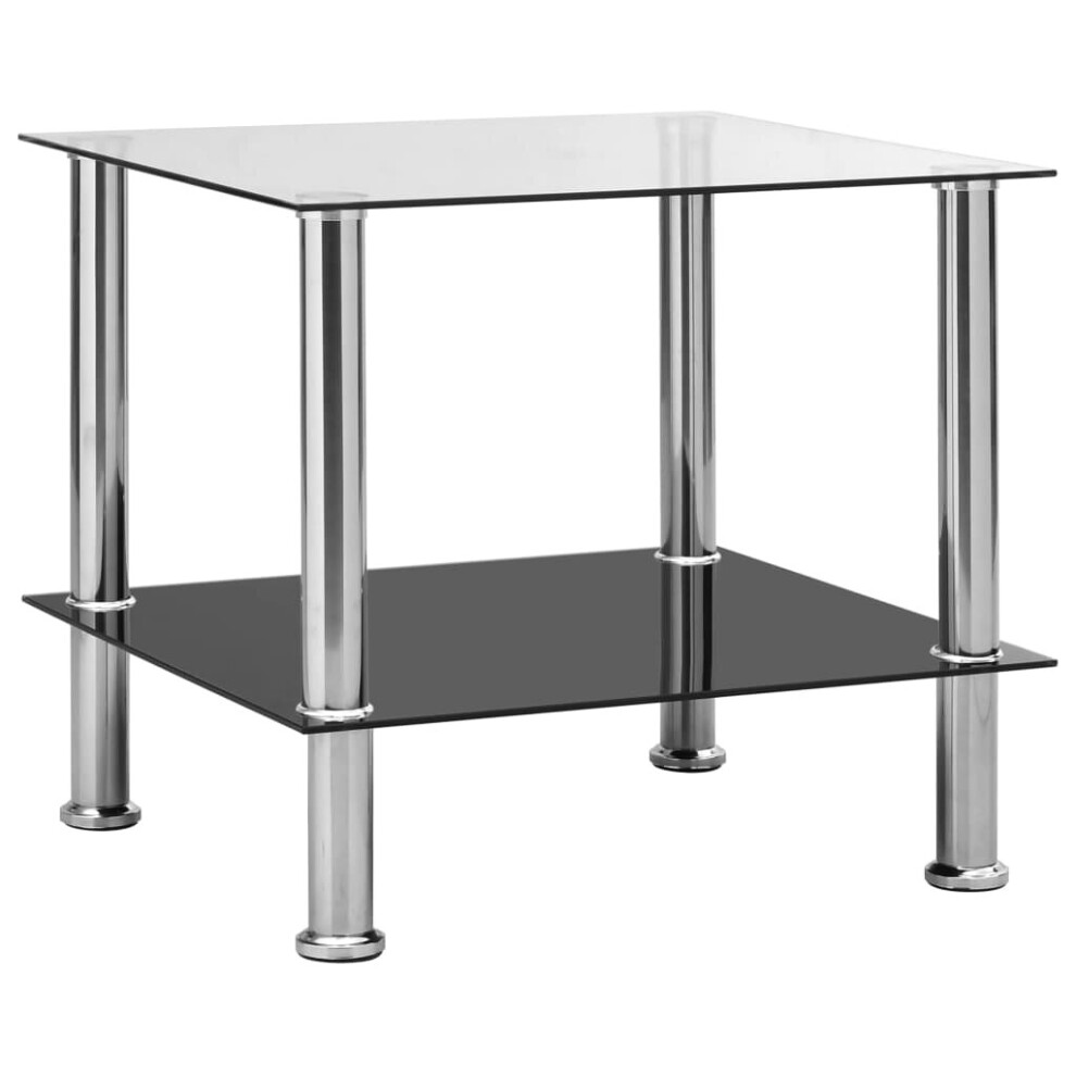 Vidaxl Side Table Transparent Tempered Glass Coffee Sofa Accent Console Desk Brown