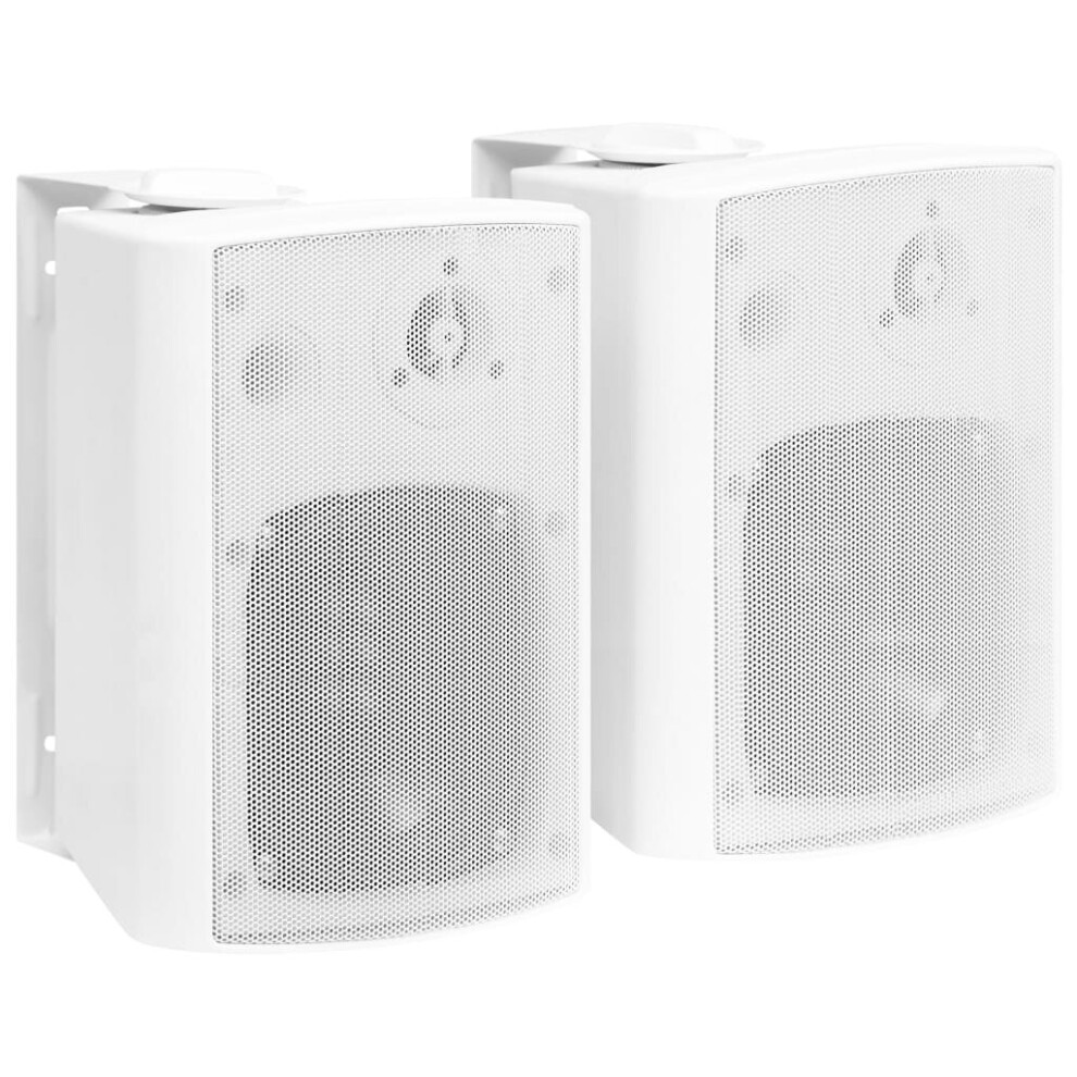 vidaXL 2x Wall-mounted Stereo Speakers White Indoor Outdoor 100W Loudspeaker