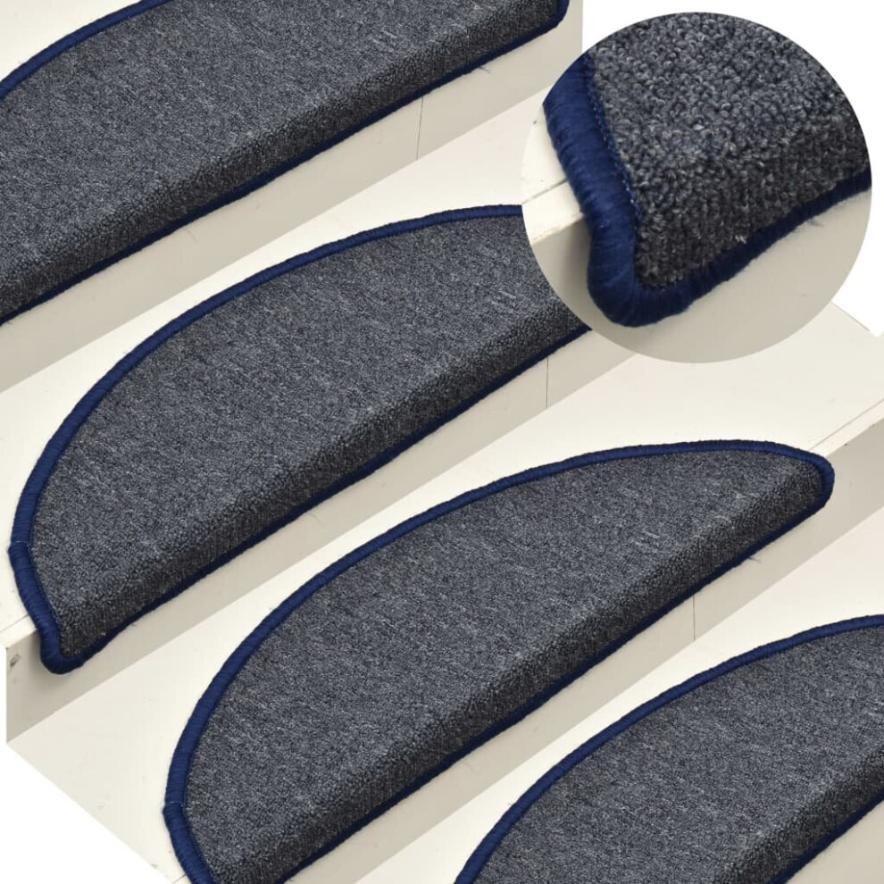 vidaXL 15x Carpet Stair Treads Dark Grey and Blue Stair Step Rug Protection