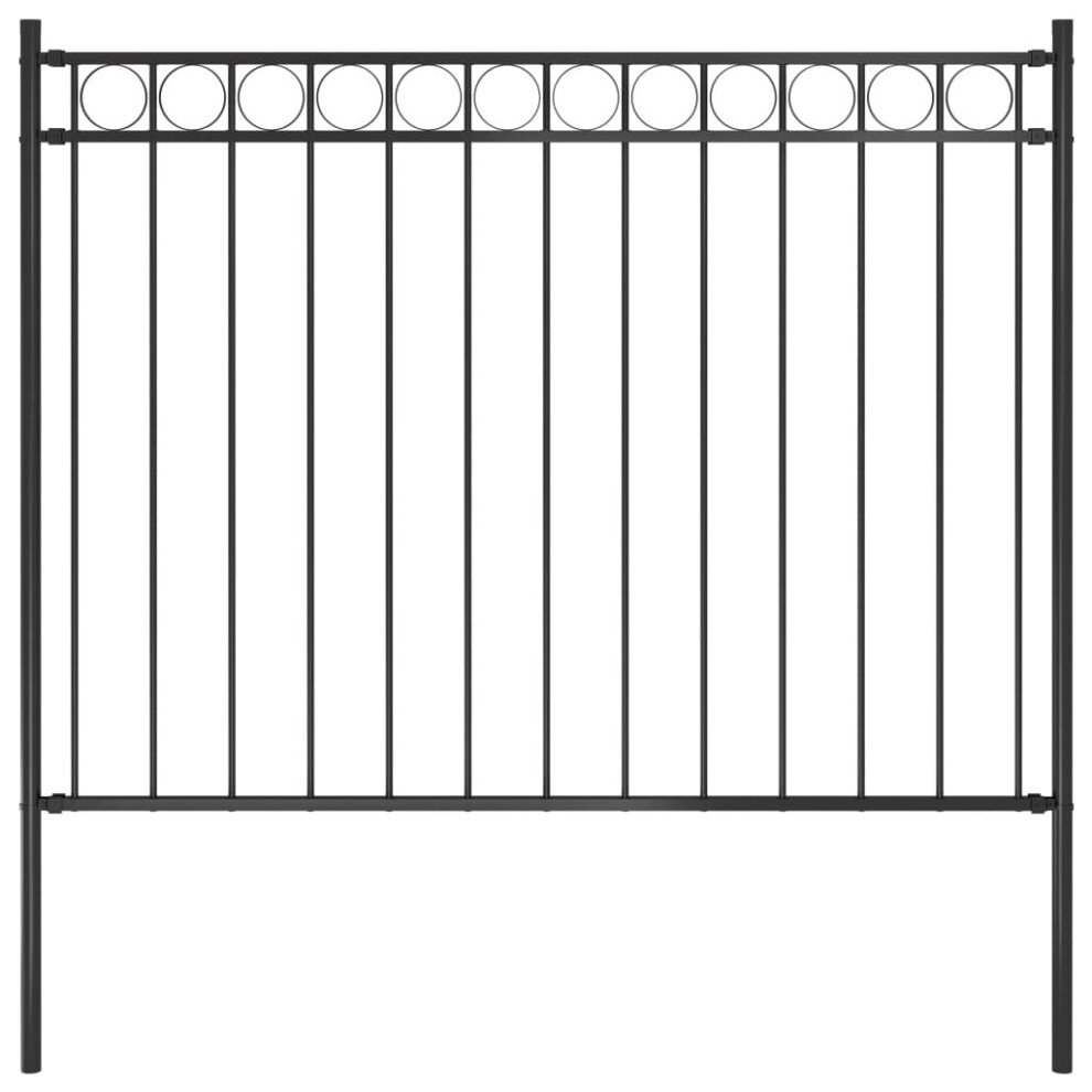 vidaXL Garden Fence Steel 1.7x1 m Black Patio Edging Barrier Outdoor Border