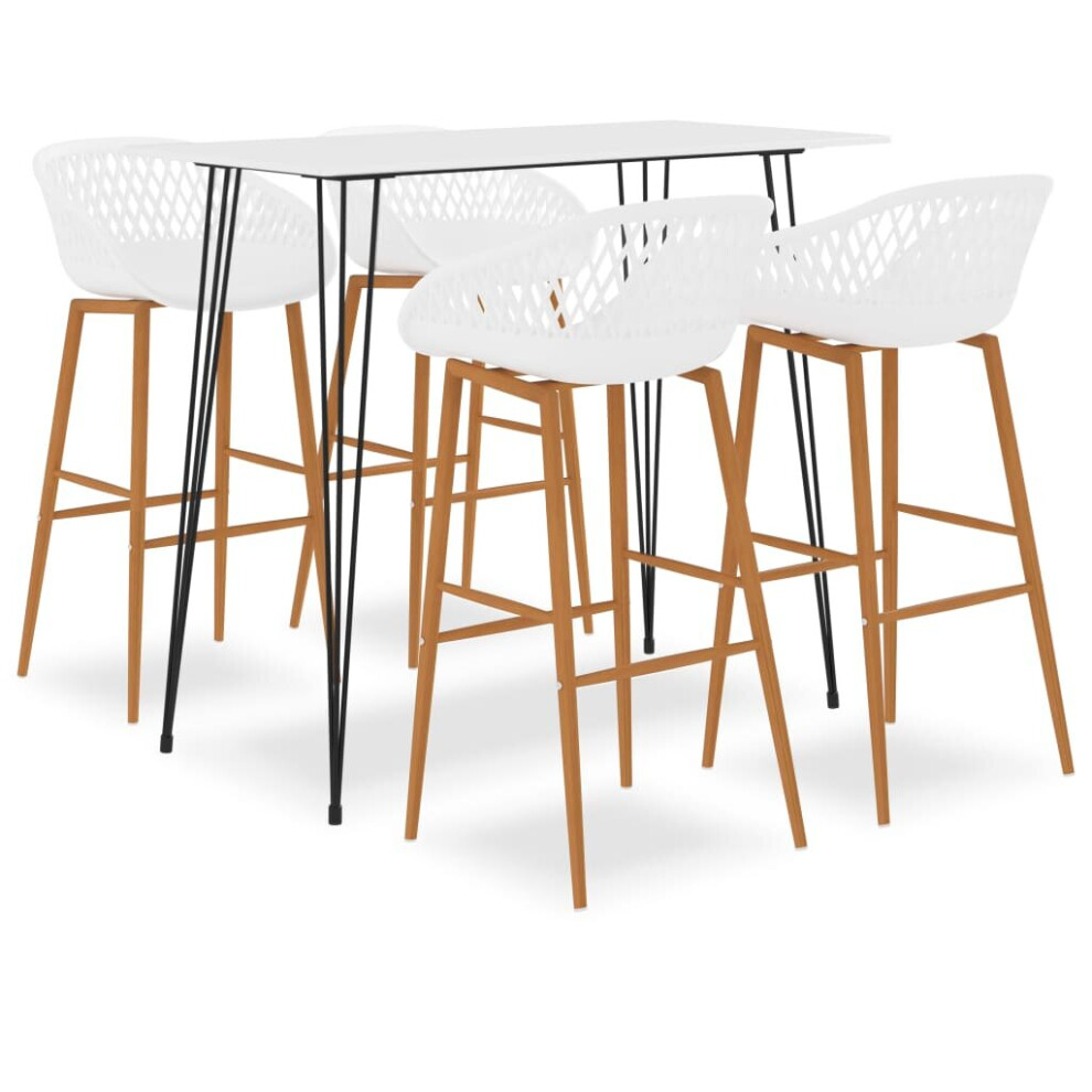 Vidaxl Bar Set 5 Piece White Dining Room Kitchen Chair Stool Table Furniture