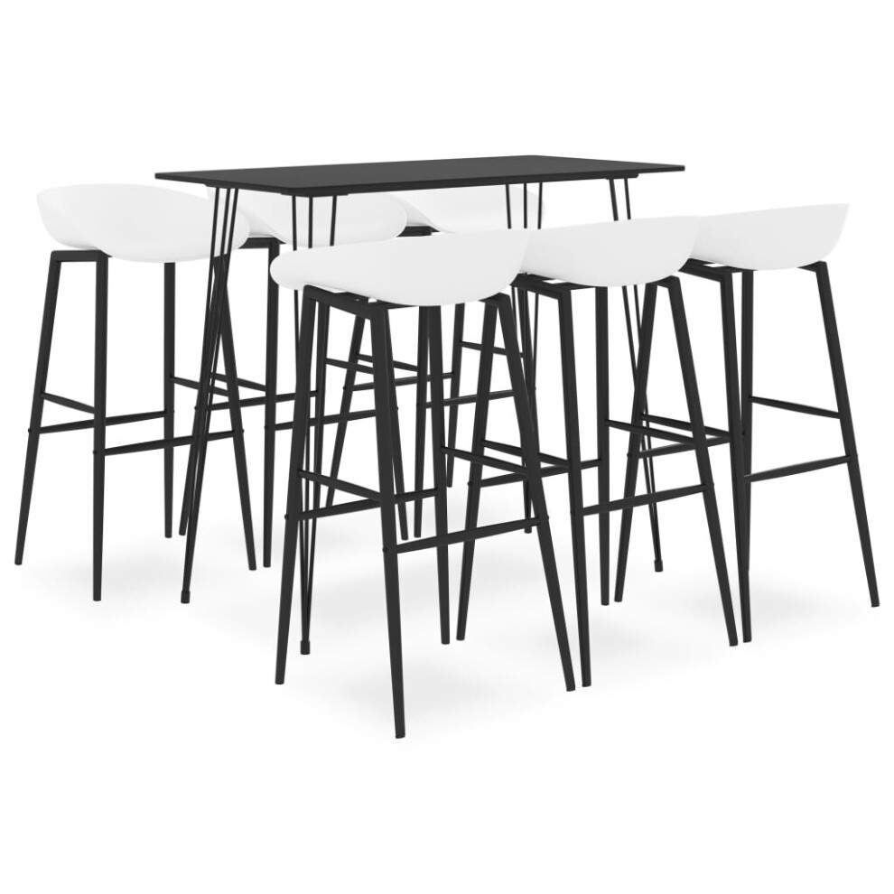 Vidaxl Bar Set 7 Piece Black And White Kitchen Dining Room Chair Stool Table