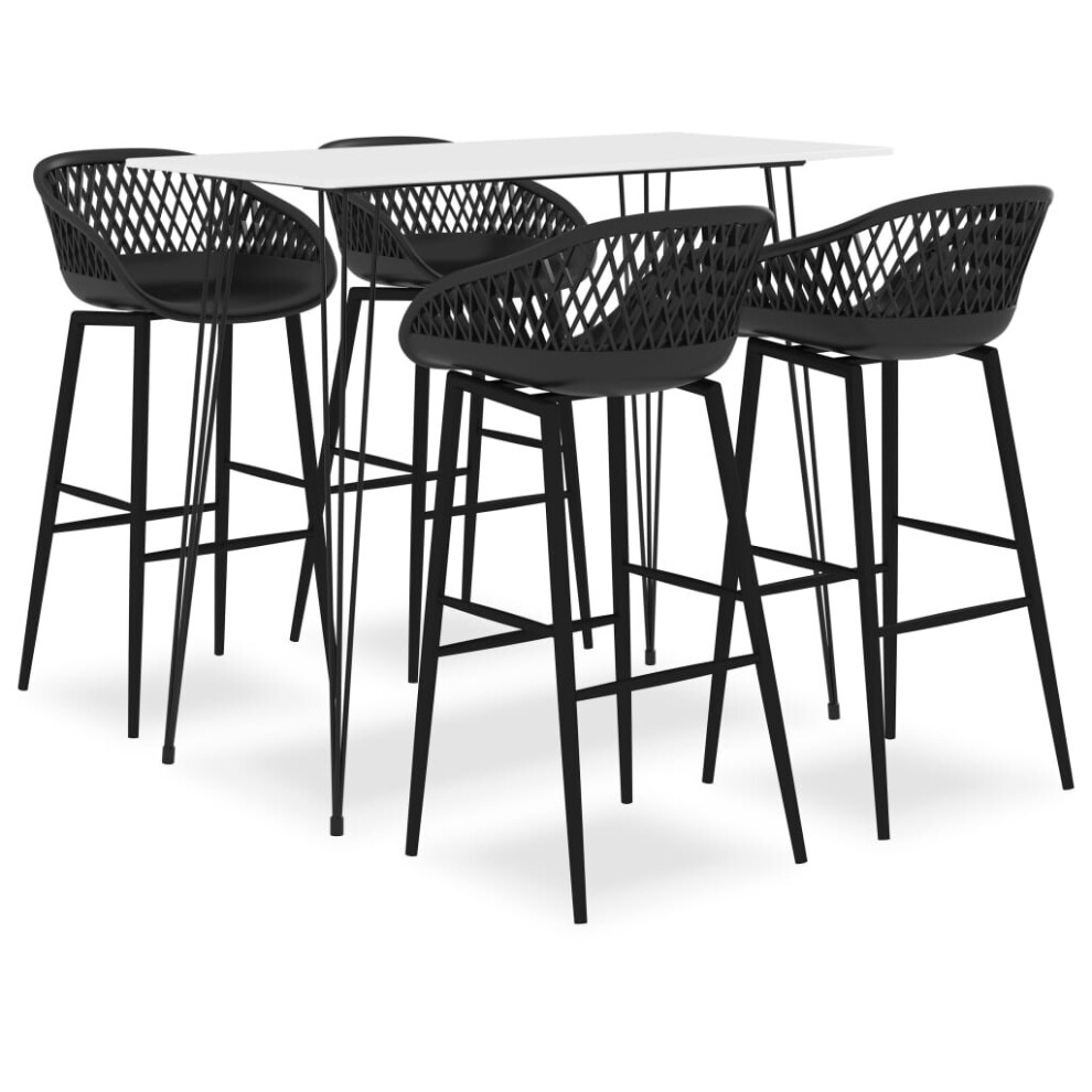 Vidaxl Bar Set 5 Piece White And Black Kitchen Dining Room Chair Stool Table