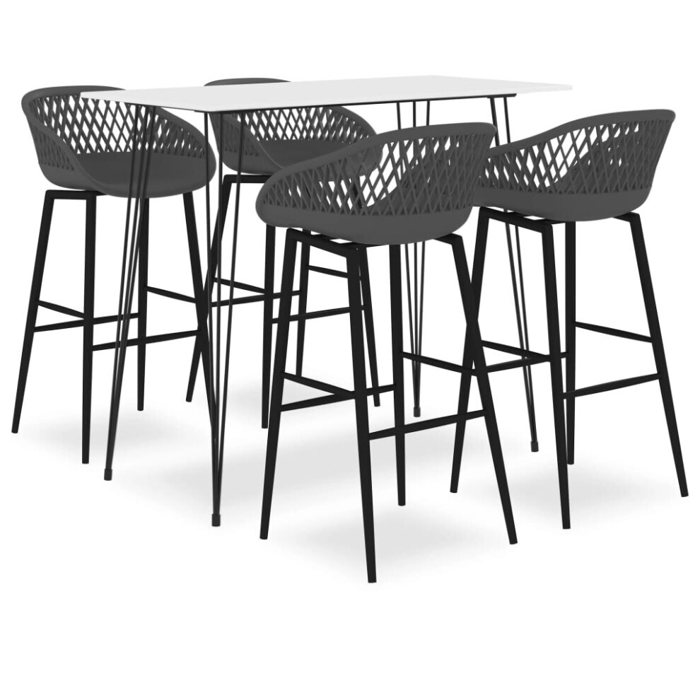 New Vidaxl Bar Set 5 Piece And Grey Kitchen Dining Room Chair Stool Table White 3057405