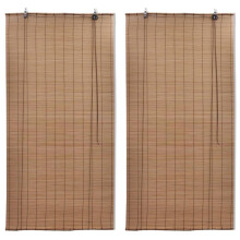 vidaXL Bamboo Roller Blinds 2 pcs Brown 120x220 cm - Natural Light Filter, Easy to Attach - Kitchen Ready | Code 3057520