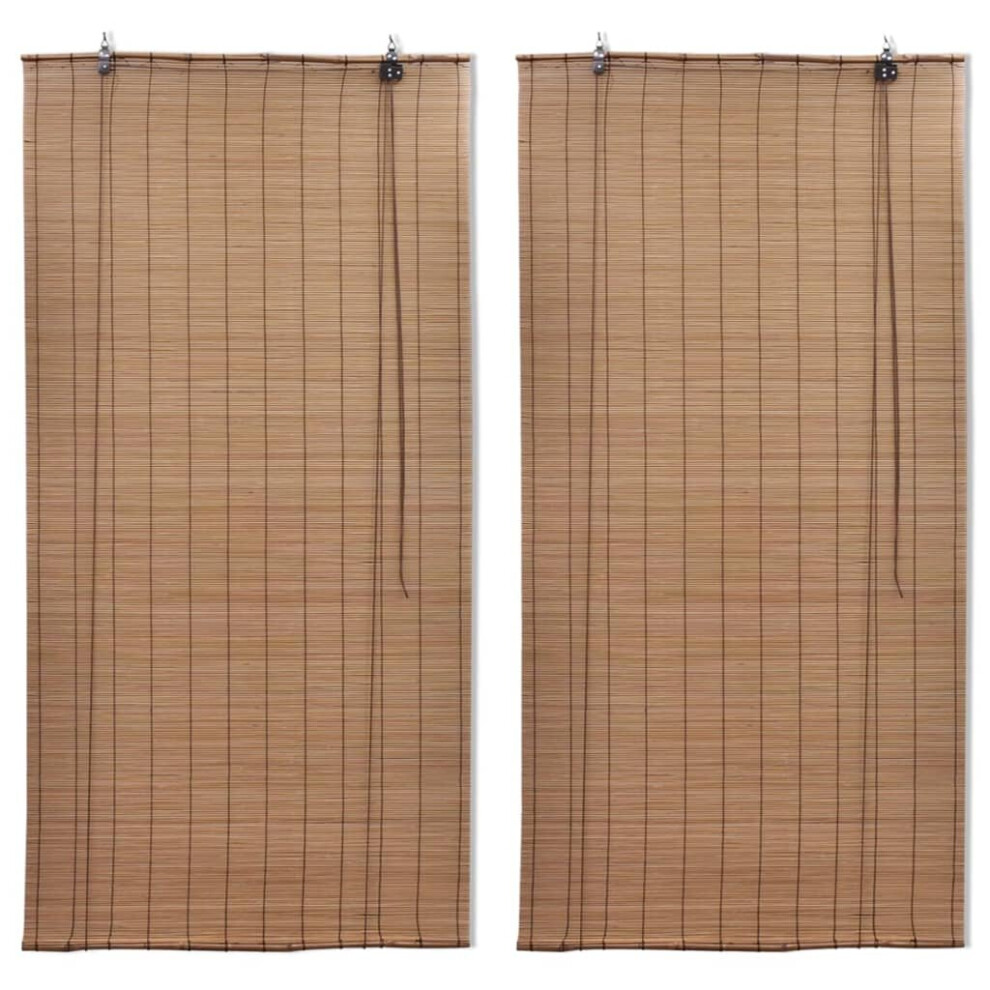 vidaXL Bamboo Roller Blinds Kitchen Blackout Curtain 2 pcs Brown 120 x 220 cm