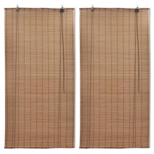 vidaXL Bamboo Roller Blinds Kitchen Blackout Curtain 2 pcs 80 x 160 cm Brown