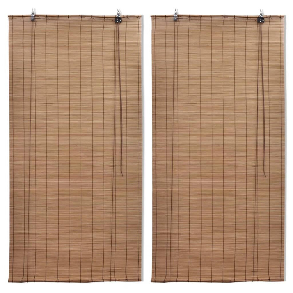 vidaXL Bamboo Roller Blinds Kitchen Blackout Curtain 2 pcs 80 x 160 cm Brown