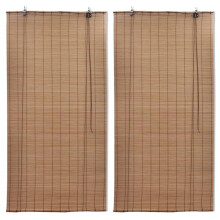 vidaXL Bamboo Roller Blinds Kitchen Blackout Curtain 2 pcs 100 x 160 cm Brown