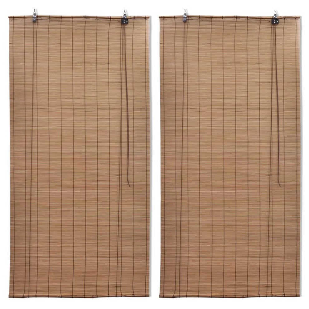 Vidaxl Bamboo Roller Blinds Kitchen Blackout Curtain 2 Pcs 100 X 160 Cm Brown