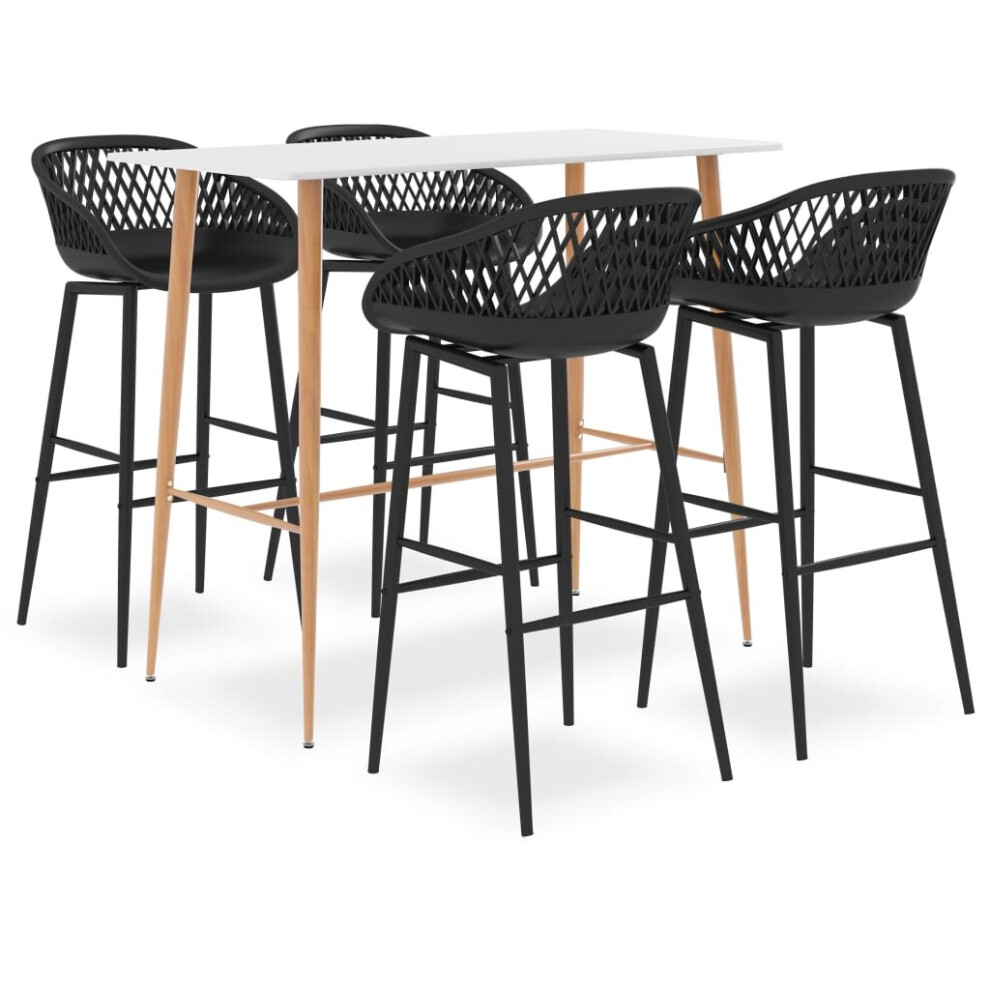 Vidaxl Bar Set 5 Piece White And Black Kitchen Dining Room Chair Stool Table