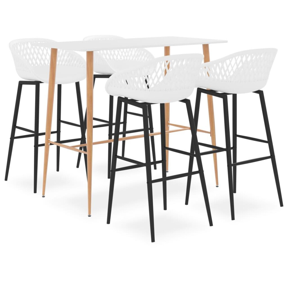 Vidaxl Bar Set 5 Piece White Dining Room Kitchen Chair Stool Table Furniture