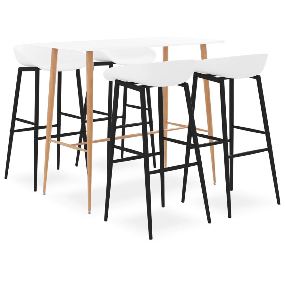 Vidaxl Bar Set 5 Piece White Dining Room Kitchen Chair Stool Table Furniture