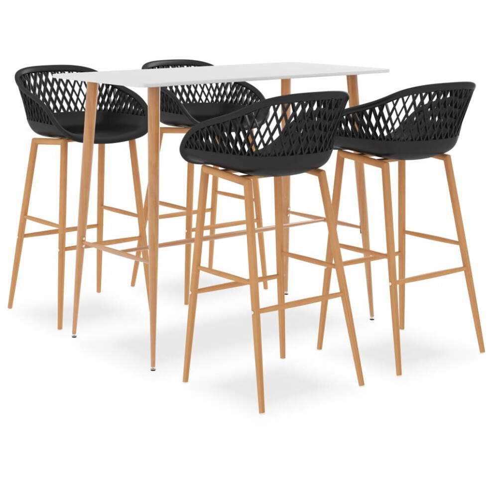 Vidaxl Bar Set 5 Piece White And Black Kitchen Dining Room Chair Stool Table