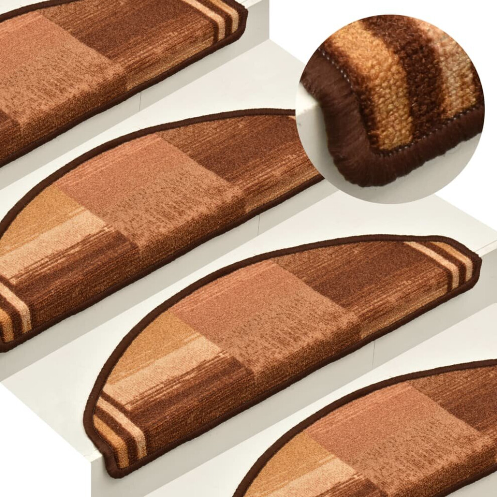 Vidaxl 15X Self-Adhesive Stair Mats Brown Staircase Protector Stair Tread