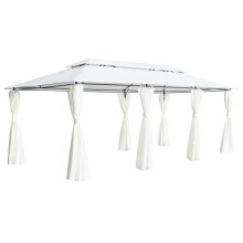 vidaXL Pavillon mit Vorhängen 600x298x270 cm Weiß 180g/m²
