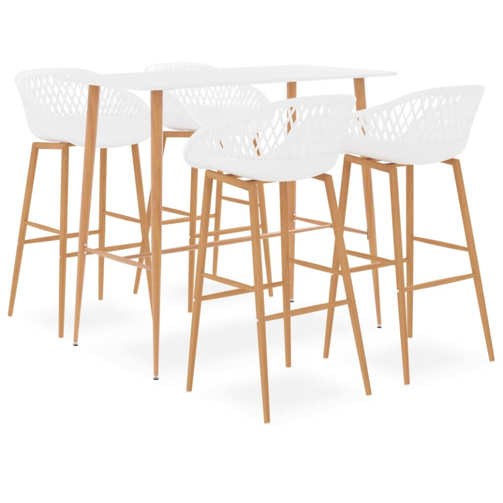 Vidaxl Bar Set 5 Piece White Dining Room Kitchen Chair Stool Table Furniture