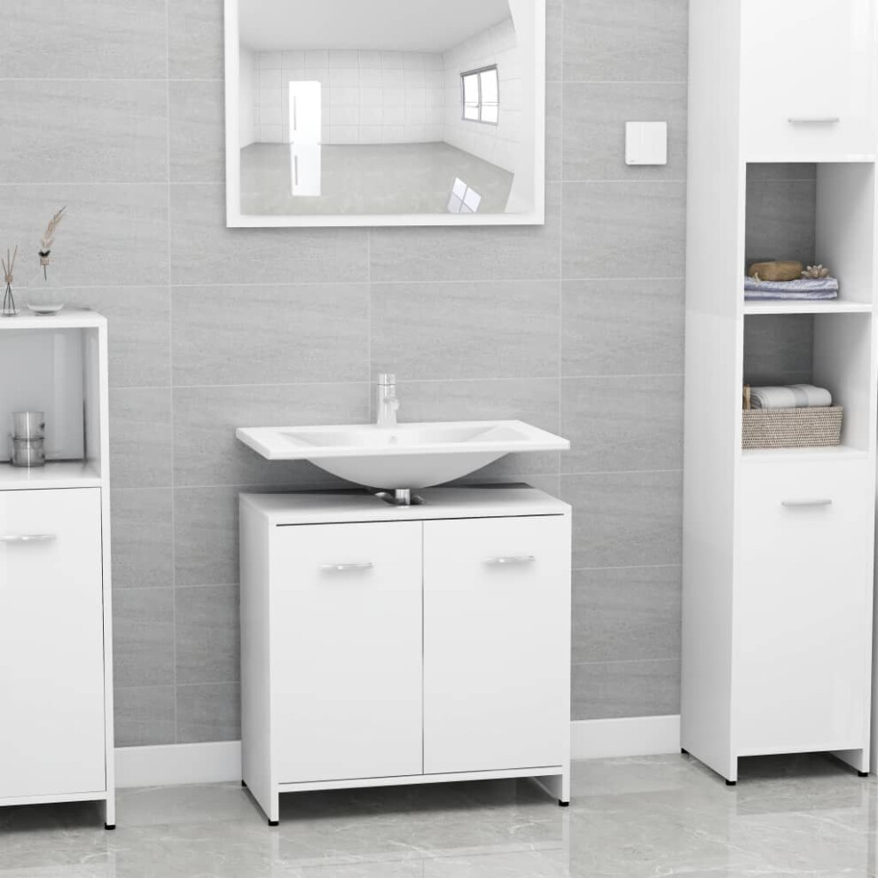 vidaXL Bathroom Cabinet White Chipboard Washroom Cupboard Under Basin Unit