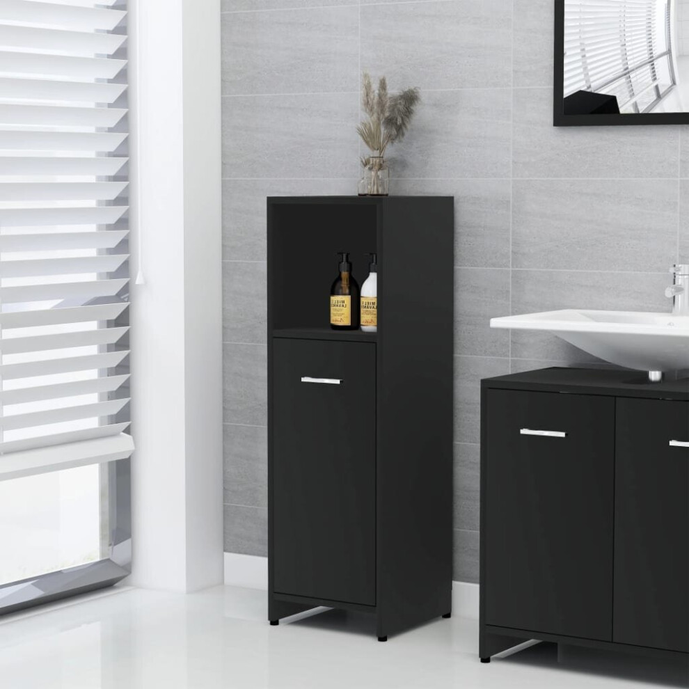 vidaXL Bathroom Cabinet Black Chipboard Washroom Cupboard Under Basin Unit