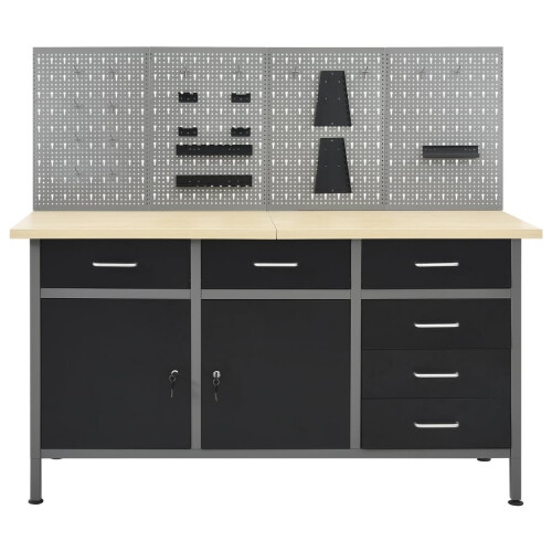 VidaXL vidaXL Workbench with Four Wall Panels Work Table Work Tool Bench Workstation 2