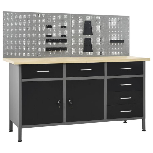 VidaXL vidaXL Workbench with Four Wall Panels Work Table Work Tool Bench Workstation