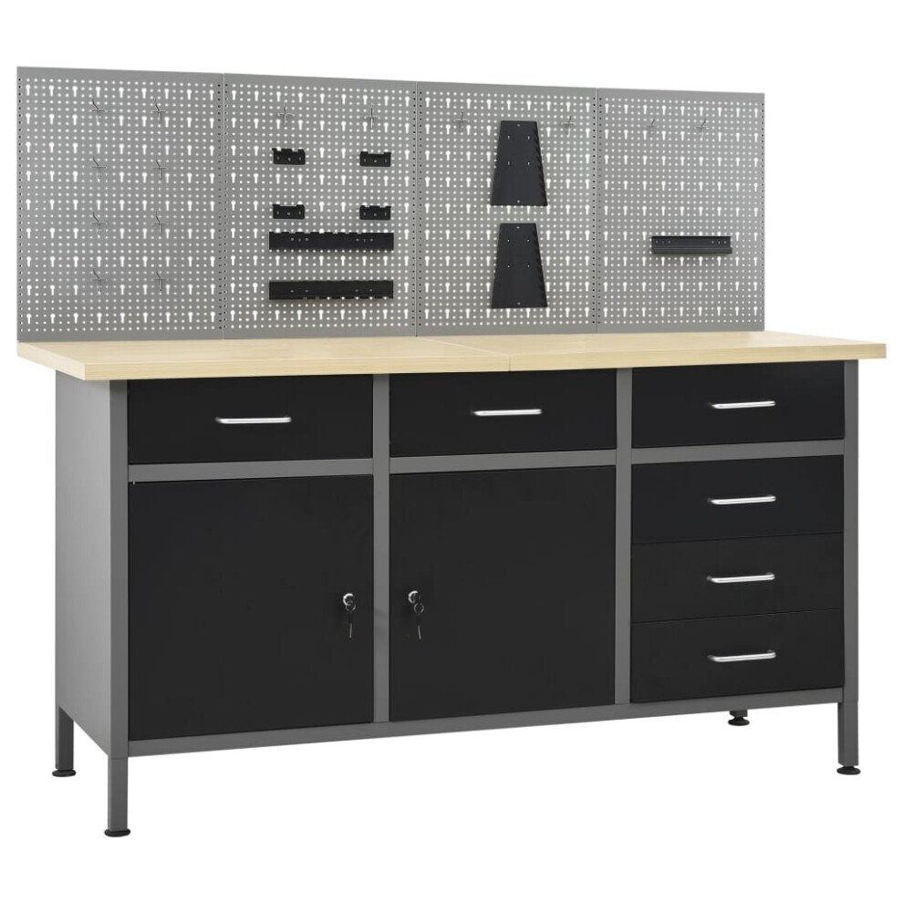 Vidaxl Workbench With Four Wall Panels Work Table Work Tool Bench Workstation