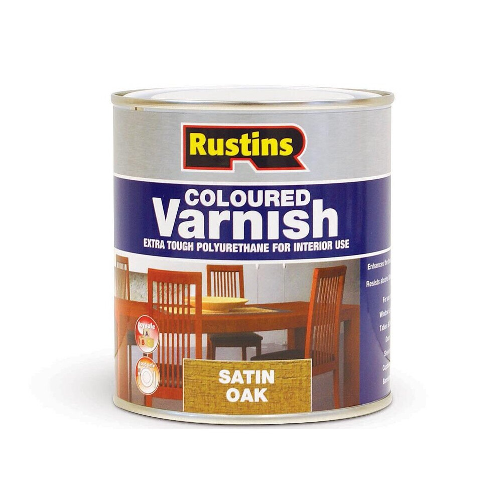 Rustins Poly Varnish Stain Satin Teak 250Ml