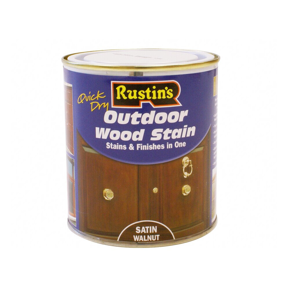 Rustins Quick Dry Exterior Woodstain Satin Walnut 500ml