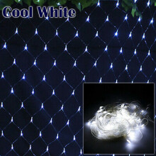 (White, 200LED 3m x 2m) Net Mesh Lamps String Lights Christmas Home Outdoor Wedding Party Hanging Decor
