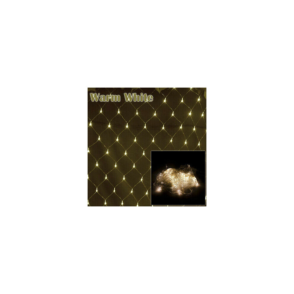 (Warm White, 200LED 3m x 2m) Christmas Wedding Party Decor Xmas LED String Fairy Lights Net Mesh Curtain Lamp