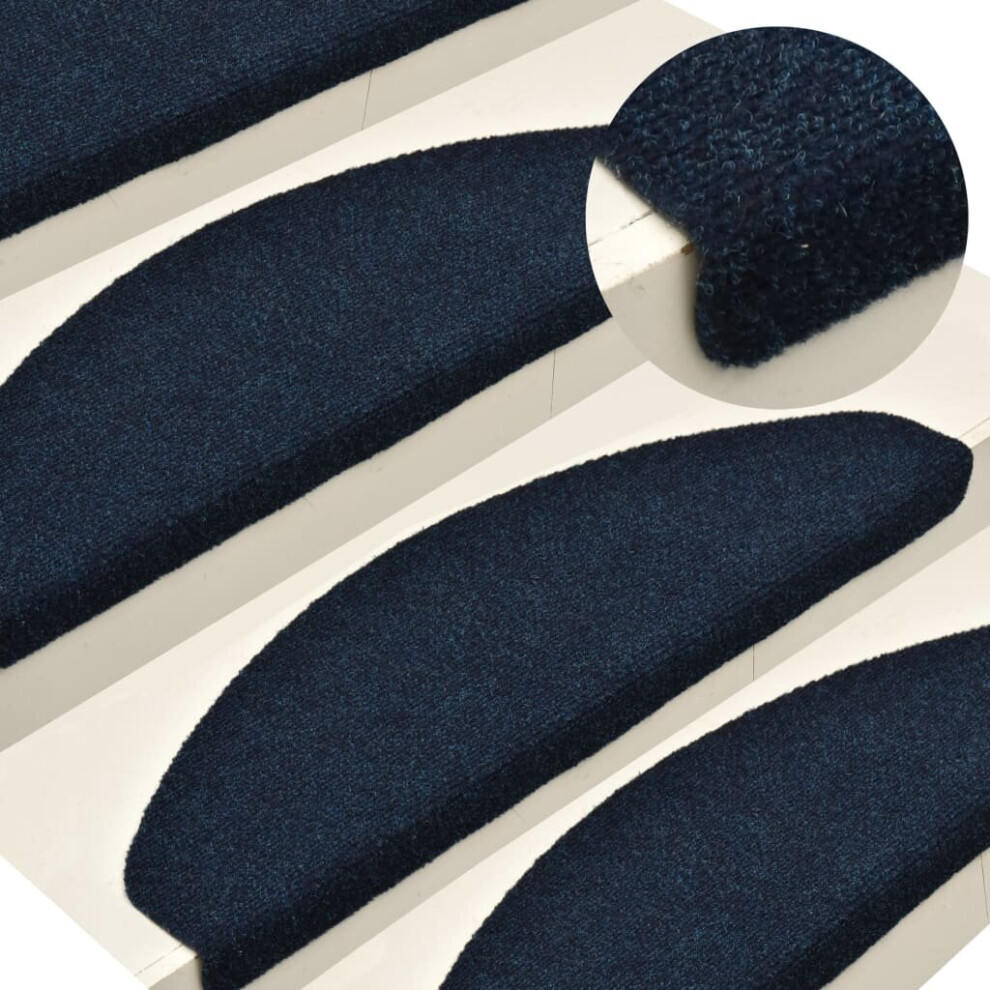 Vidaxl 15X Self-Adhesive Stair Mats Navy Needle Punch Carpet Stair Tread Rug