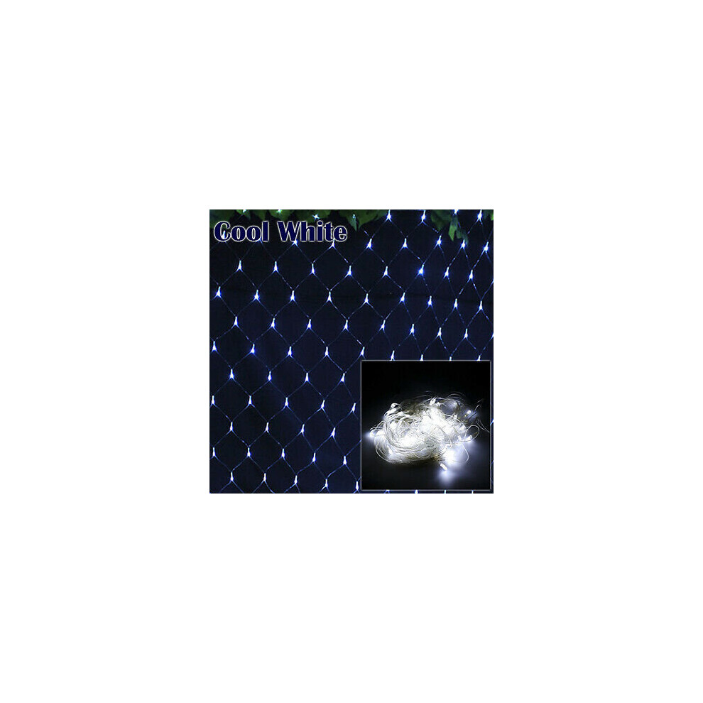 (White, 200LED 3m x 2m) Christmas Wedding Party Decor Xmas LED String Fairy Lights Net Mesh Curtain Lamp