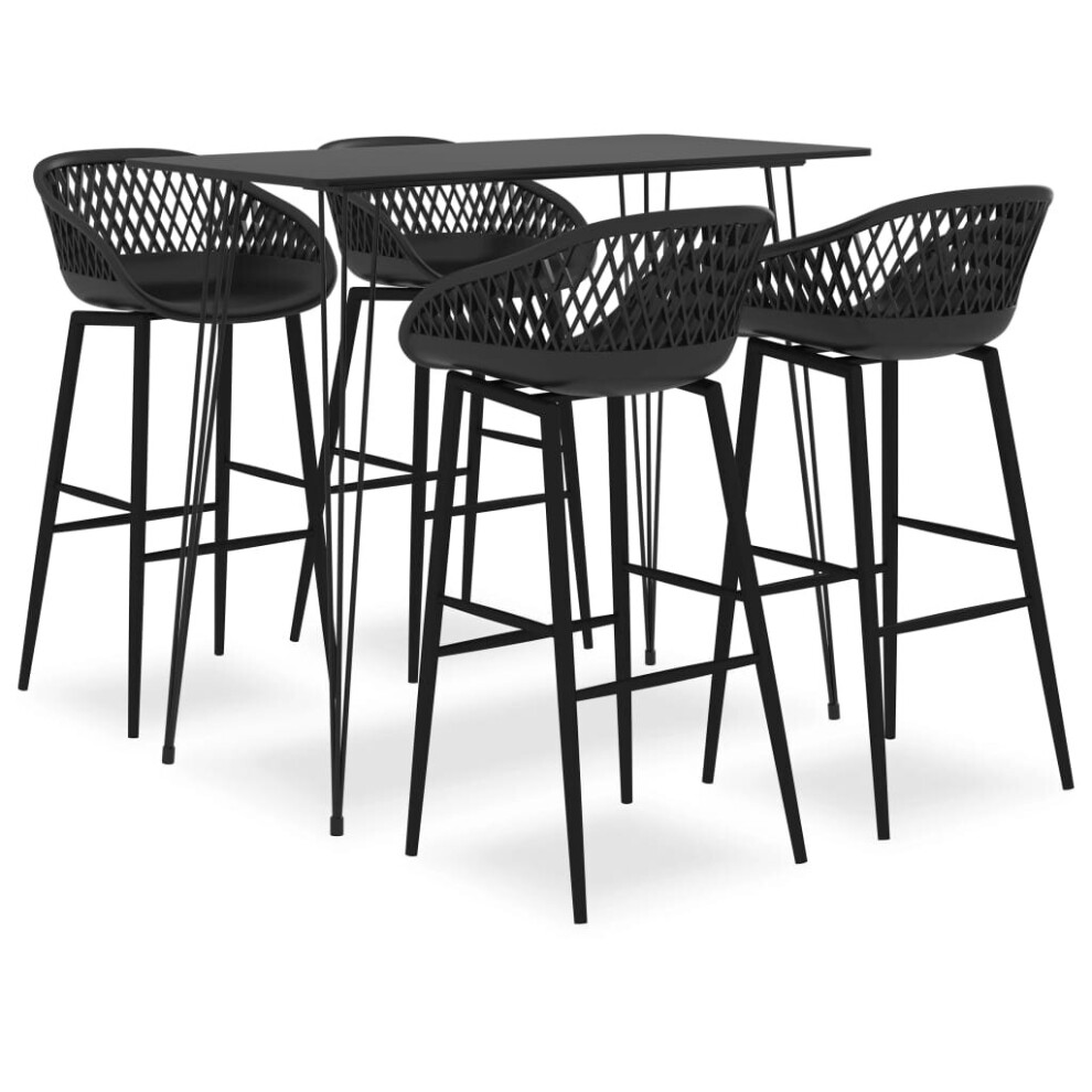 Vidaxl Bar Set 5 Piece Black Kitchen Dining Room Chair Stool Table Furniture