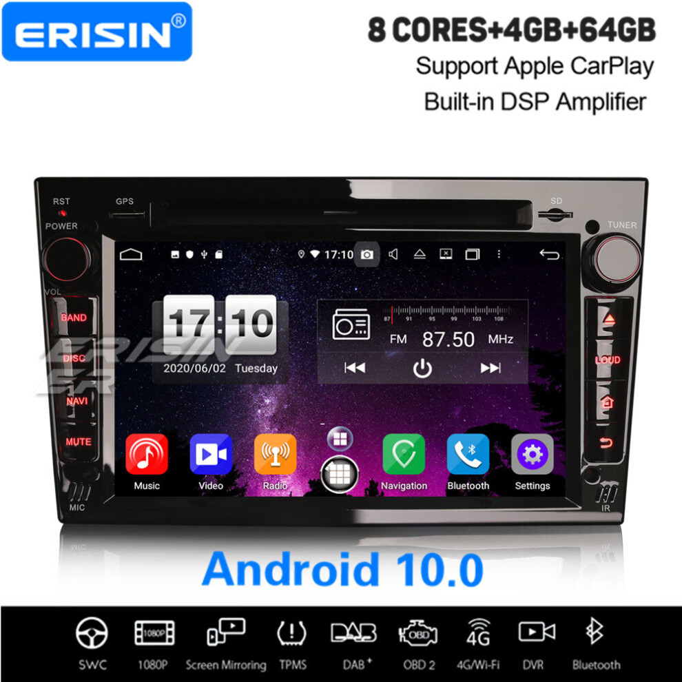 8-Core DSP GPS Android 10.0 Car Stereo CarPlay DAB+ Opel Vauxhall Corsa Zafira Vivaro Meriva Astra