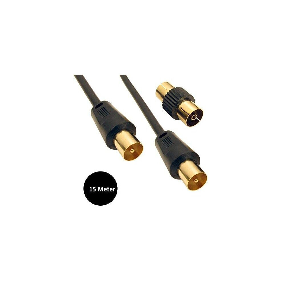 (15 Meter , Black ) Viewi 3C-2V Cable TV Aerial Lead Coaxial Cable Coax RF 75 OHM 3C-2V
