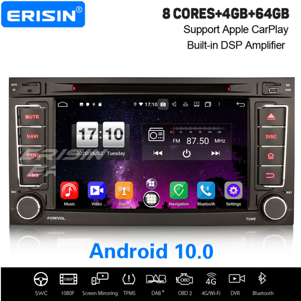 8-Core Android 10.0 Car Stereo Dab+ Navi Carplay Dsp Wifi For Vw Touareg T5 Multivan 631851157355