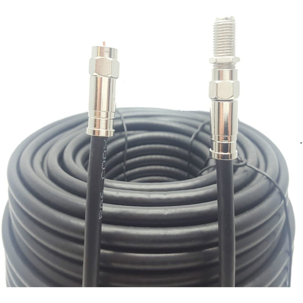 (5 Meter, Black) Viewi Fully Assembled RG6 Satellite Coax Cable Extension TV Lead Kit with Premium Fitted Compression F Connectorsfor Sky Q HD,Freesat and Virgin Media
