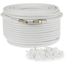 (15 Meter, White) Viewi Fully Assembled RG6 Satellite Coax Cable Extension TV Lead Kit with Premium Fitted Compression F Connectorsfor Sky Q HD,Freesat and Virgin Media