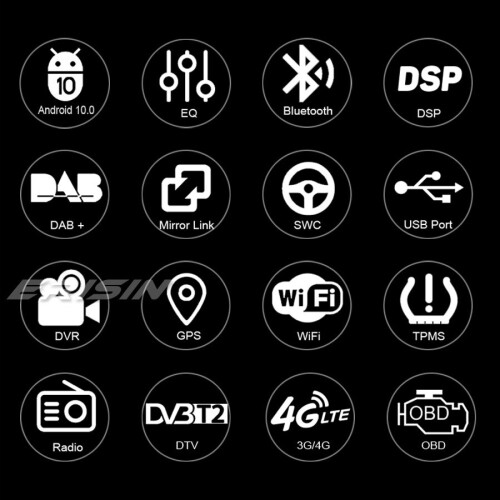 Android 10.0 Universal Double 2DIN Car Stereo OBD2 WiFi DSP DAB+ Navi BT TPMS 1