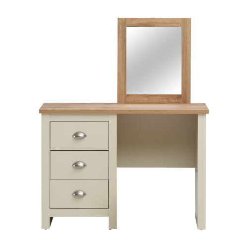 Timber Art Design UK Lisbon Dressing Table 3 Drawer Set Cream Makeup Desk Stool Mirror 2