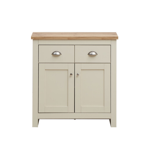 Timber Art Design UK Lisbon Compact 2 Doors 2 Drawer Sideboard Storage Cupboard Cream Oak 2