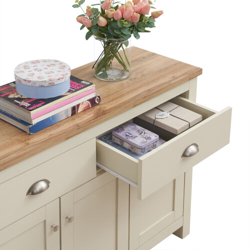 Timber Art Design UK Lisbon Sideboard 3 Doors 2 Drawers Buffet Storage Cabinet Cupboard Cream 2