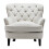 Living And Home Classic Linen Buttoned-Back Armchair on Solid Wood Legs - Plush, Supportive, Timeless Beige 3