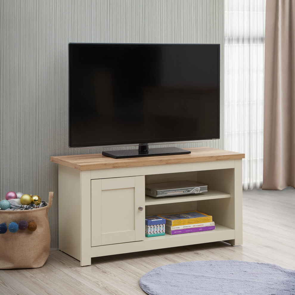 Timber Art Design Uk Lisbon Tv Unit Stand Media 1 Door And Open Shelf Cream