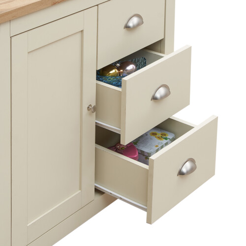Timber Art Design UK Lisbon 1 Door 3 Drawer Storage Cabinet Sideboard Cream 2