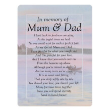 Memorial Grave Card In Memory of Mum & Dad 16.5cm x 12cm waterproof
