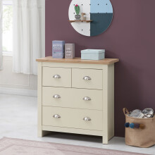 Lisbon 2+2 Drawer Chest Storage Bedroom Cabinet Furniture Cream
