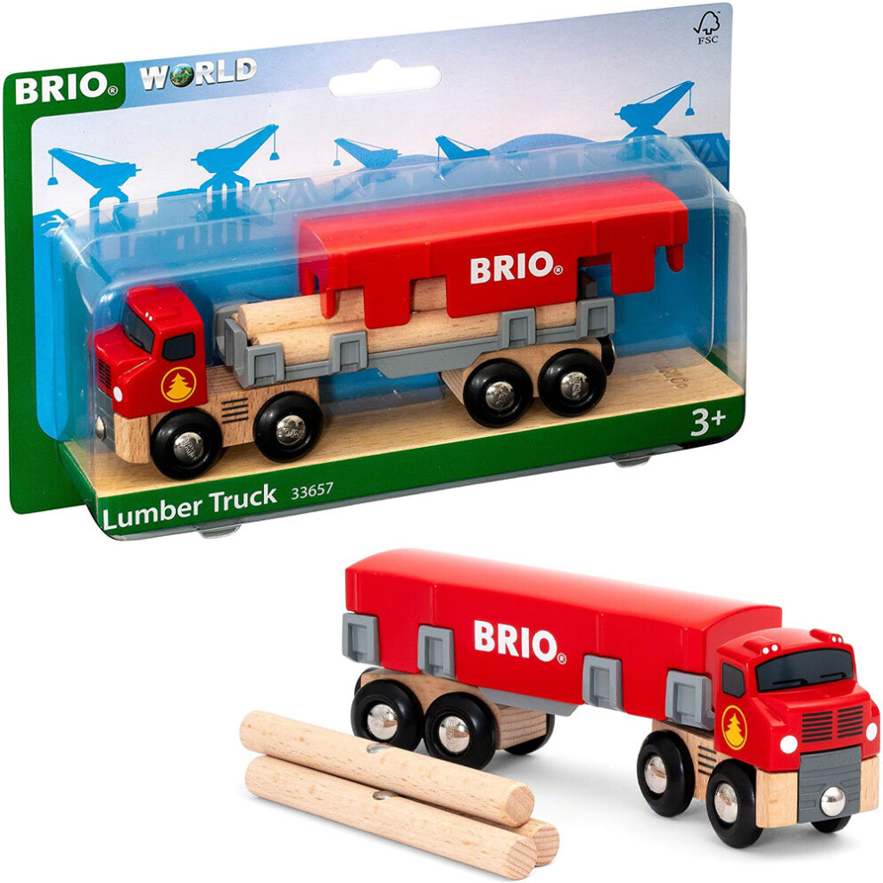 BRIO World 33657 Lumber Truck for Wooden Train Set