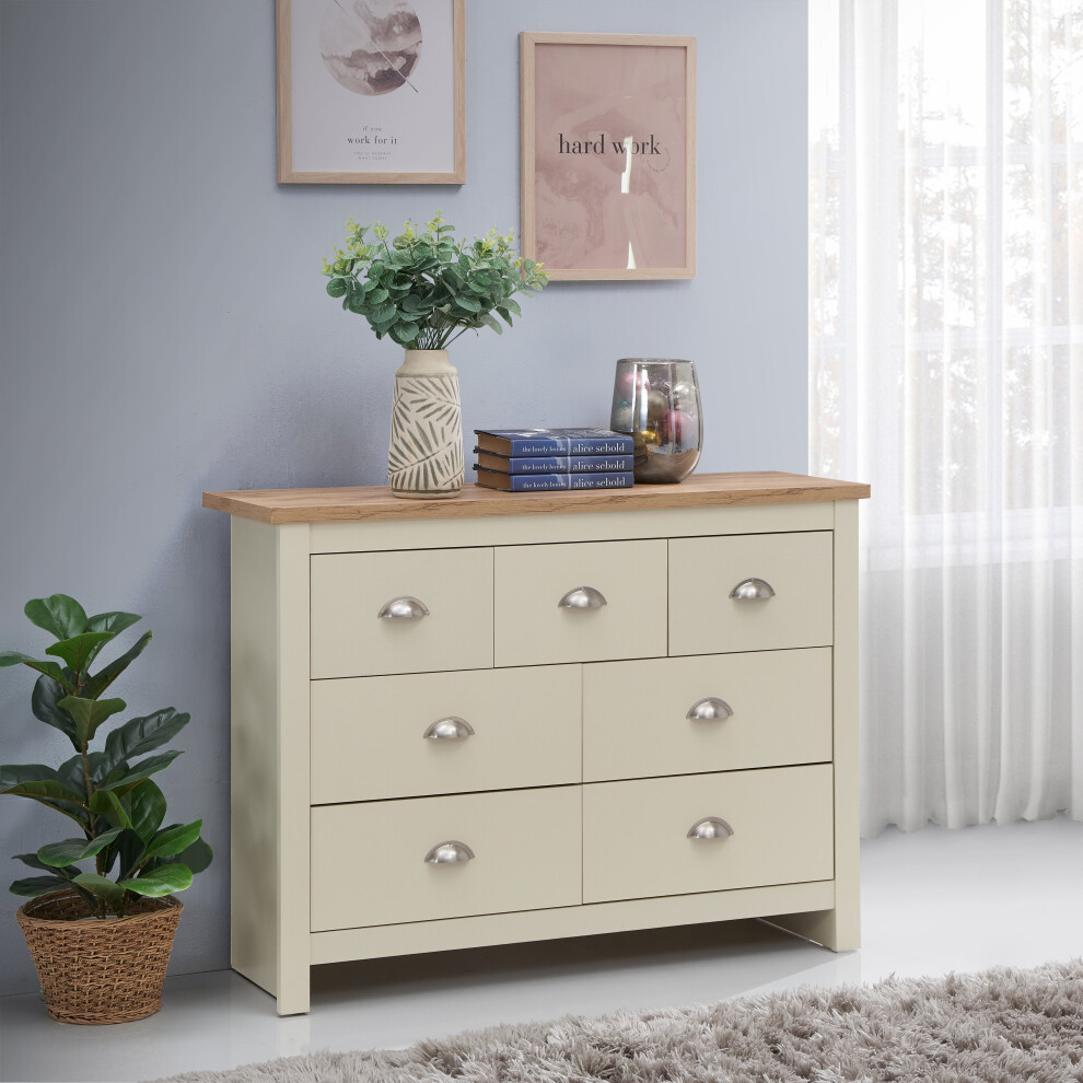 Lisbon Bedroom Chest of 3+4 Drawers Storage Furniture Cream