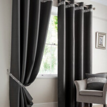 Alan Symonds Blackout Eyelet Ring Top Curtains Diamante Palace Silver 90" x 90"